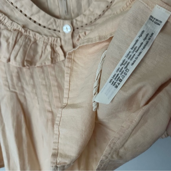 Free People Sylvia Cotton Ruffle Blousein Peach Bohemian Cottagecore S - Picture 6 of 8